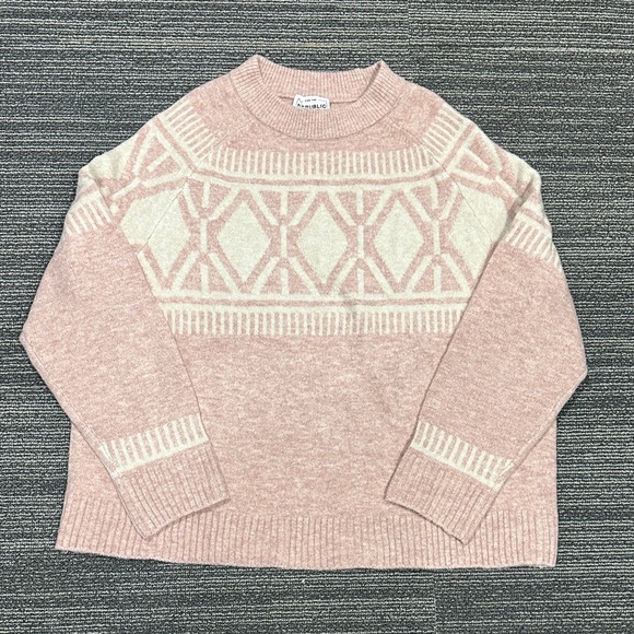 For The Republic Sweaters - For The Republic Wool Blend Blush Combo Fair Isle Geometric Sweater in Large
